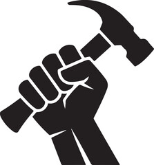 hammer in a raised fist silhouette vector design