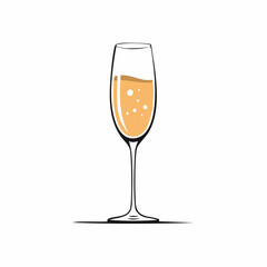 Sophisticated Illustration of a Sparkling Wine Glass, Ideal for Festive Celebrations and Elegant Toasts