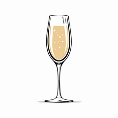 Champagne Glass Illustration with Bubbles for Celebrations and Events