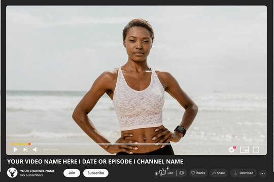 Confident sporty black woman on the beach