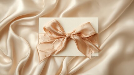 Elegant Blank Greeting Card With Ribbon Border on Satin Fabric for Special Occasions