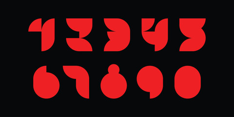 Custome numbers vector simple geometry shapes' numerals. font alphabet vector illustrations.