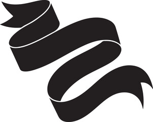 A collection of seven different black silhouette ribbon banners and ancient scrolls on a white background