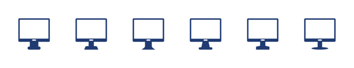 monitor icon set, solid style, vector illustration