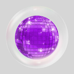 Purple disco ball bubble effect collage element