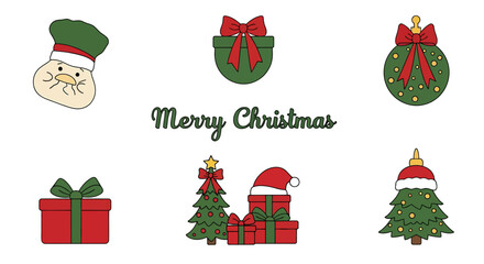 Delightful Christmas icons to spread holiday cheer, featuring vibrant gifts, trees, snowflakes, and ornaments for your festive designs and merry projects