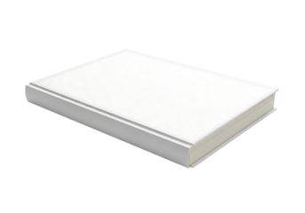 Plain white hardcover book with cream pages on a blank empty
