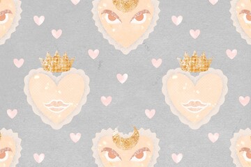 Blue heart pattern background, cute pastel design