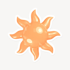 Sun, weather icon sticker with white border