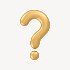 Fototapeta premium Gold question mark, 3D white border design