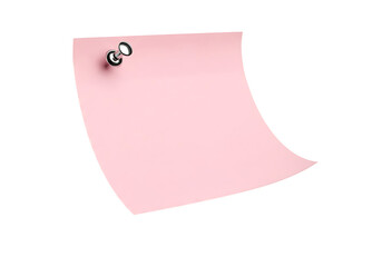 Pink paper note with silver thumbtack attached sticky memo