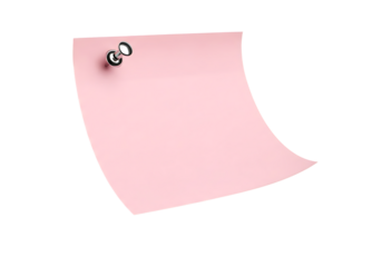 Pink paper note with silver thumbtack attached sticky memo
