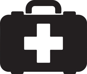 Obraz premium First Aid Kit Medical Cross Black and White Icon medical kit