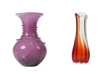 Artistic glass vases modern studio decorative items bright environment close-up view