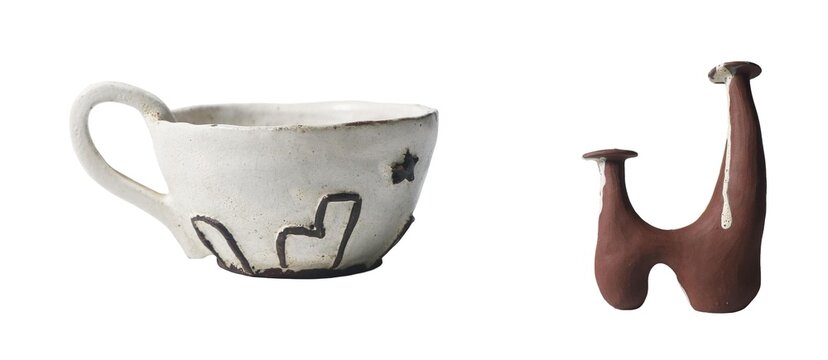 Unique craftsmanship in ceramic bowls and sculptures contemporary art collection display