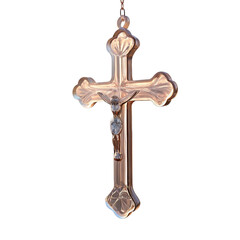 Elegant gold crucifix pendant featuring Jesus Christ, a timeless symbol of faith, hope, and enduring love, perfect for religious art and inspirational designs
