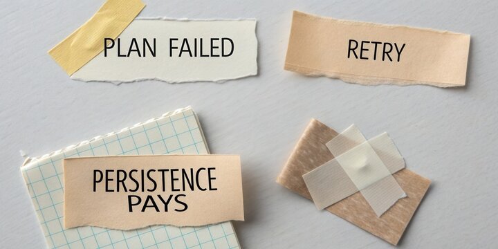 Inspirational phrases about resilience and determination for motivation and personal growth in creative workspace environment