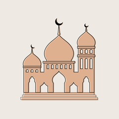 Aesthetic Ramadan illustration, flat brown tone design
