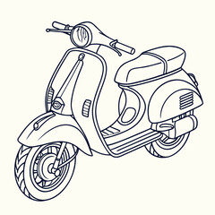 Classic vintage scooter line art illustration isolated on a light background a timeless symbol of freedom and retro style