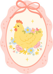 Pastel Chicken Frame Graphic