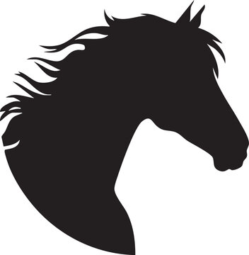 Cheval T&ecirc;te Couleur Noire Ombre Illustrations