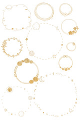 Png round golden frame set