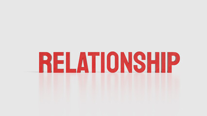 Relationship Text in Bold Red Letters on White Background 3d render.