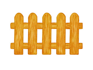 watercolor wooden fence illustration 