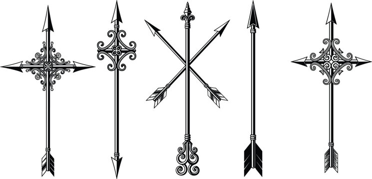 Ornate Arrows Clip Art Decorative Vintage Arrow Designs for Crafts and Decor