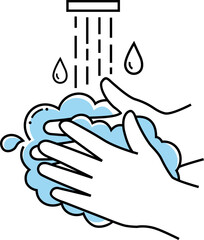 Obraz premium Hand Washing under Water Faucet with Soap Lather Icon