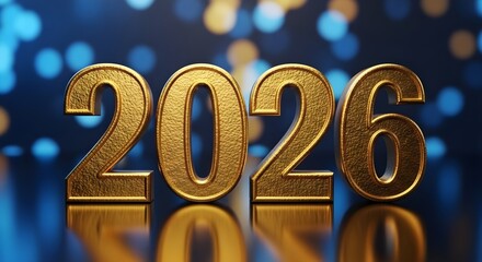 Golden 2026 new year celebration with bokeh lights