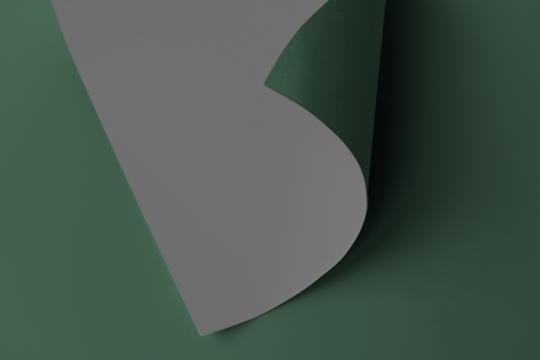 Blank gray paper mockup on a forest green background