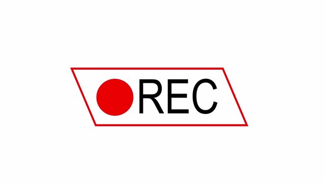 Records icon black text red circle blinking on white background. rec frame icon animation. record icon button Motion graphics of REC concept.
