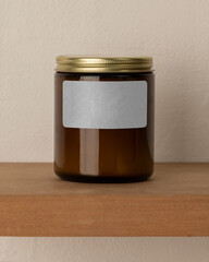 Scented candle mockup png, lidded jar with transparent label