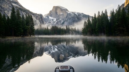 Majestic Half Dome Reflected in Serene Mirror Lake at Sunrise, Yosemite National Park, California