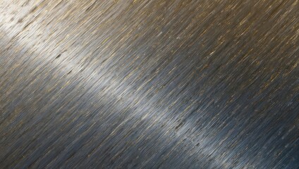 Close-up abstract texture of diagonal linear brushed metal with highlights and shadows