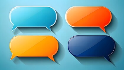 Four Colorful Speech Bubbles for Communication and Dialogue on a Blue Background