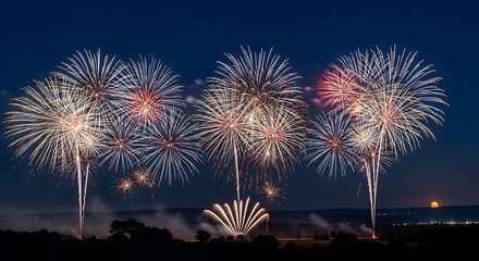 Spectacular fireworks illuminate the night sky celebrating New Year's 2026, radiating joy and hope for a brighter future, a vibrant and dynamic scene