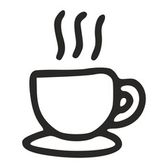 Handdrawn steaming hot coffee mug outline