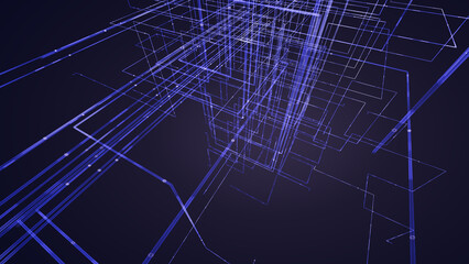 High-tech visual background of angular grid in shades of blue, illustrating digital systems