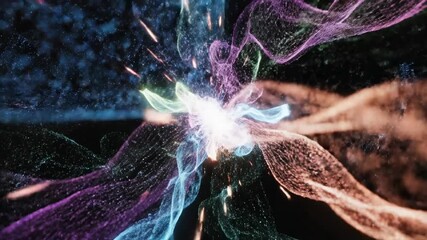 Vibrant Energy Flow: A dynamic, multicolored display of swirling energy pulses radiates outwards from a central point, evoking a sense of powerful and continuous movement.