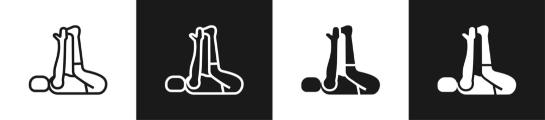 Happy Baby Pose Line And Solid Version Icon Set With Black And White Background