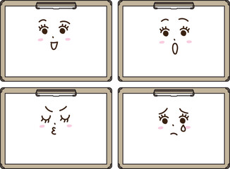 4種類の表情キャラクター入りバインダー・署名板イラストセット