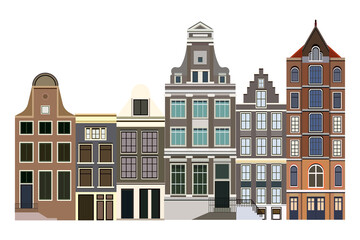 Houses in Amsterdam png illustration, transparent background