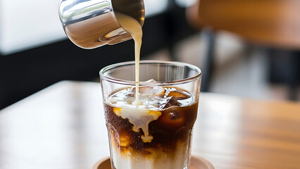 Iced Coffee Delight Creamy Pour Over Ice Cubes