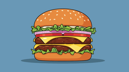 Delicious Double Cheeseburger Illustration with Fresh Toppings Perfect for Food Marketing