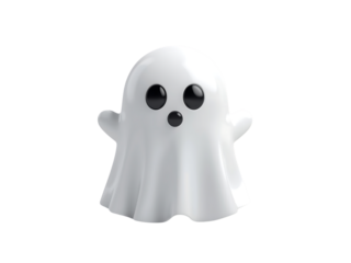 Cute Ghost on Black Background Halloween Concept