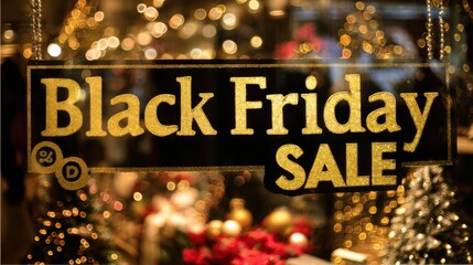 Exciting holiday shopping experience during Black Friday sale with festive decorations and lights