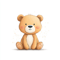 Fototapeta premium Cute Watercolor Teddy Bear Illustration for Kids
