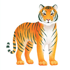 Obraz premium Cute Watercolor Tiger Illustration Standing